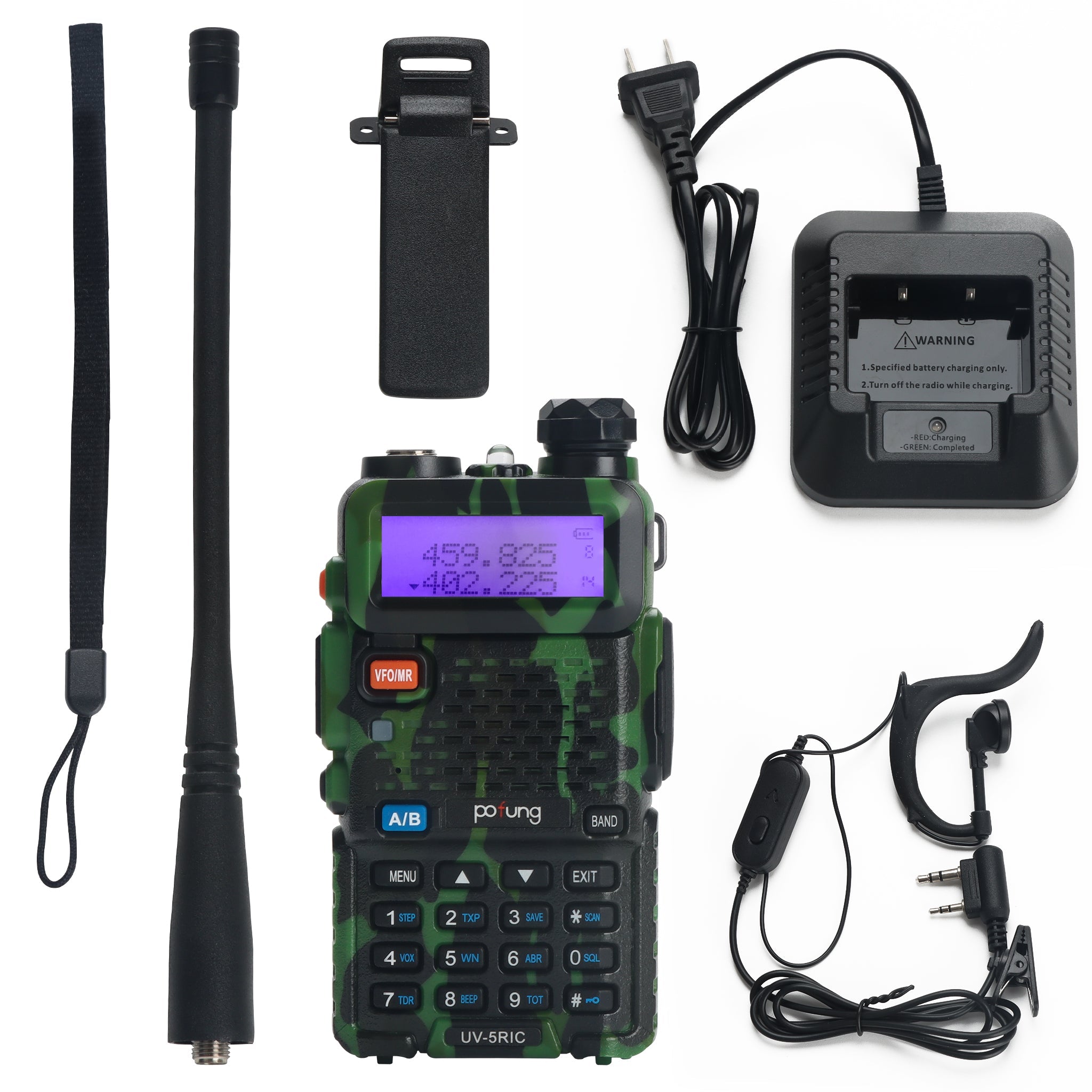 Pofung BaoFeng UV-5RIC VHF 144-148 MHz UHF 430-450 MHz Dual Band Two Way Ham Radio - Camouflage