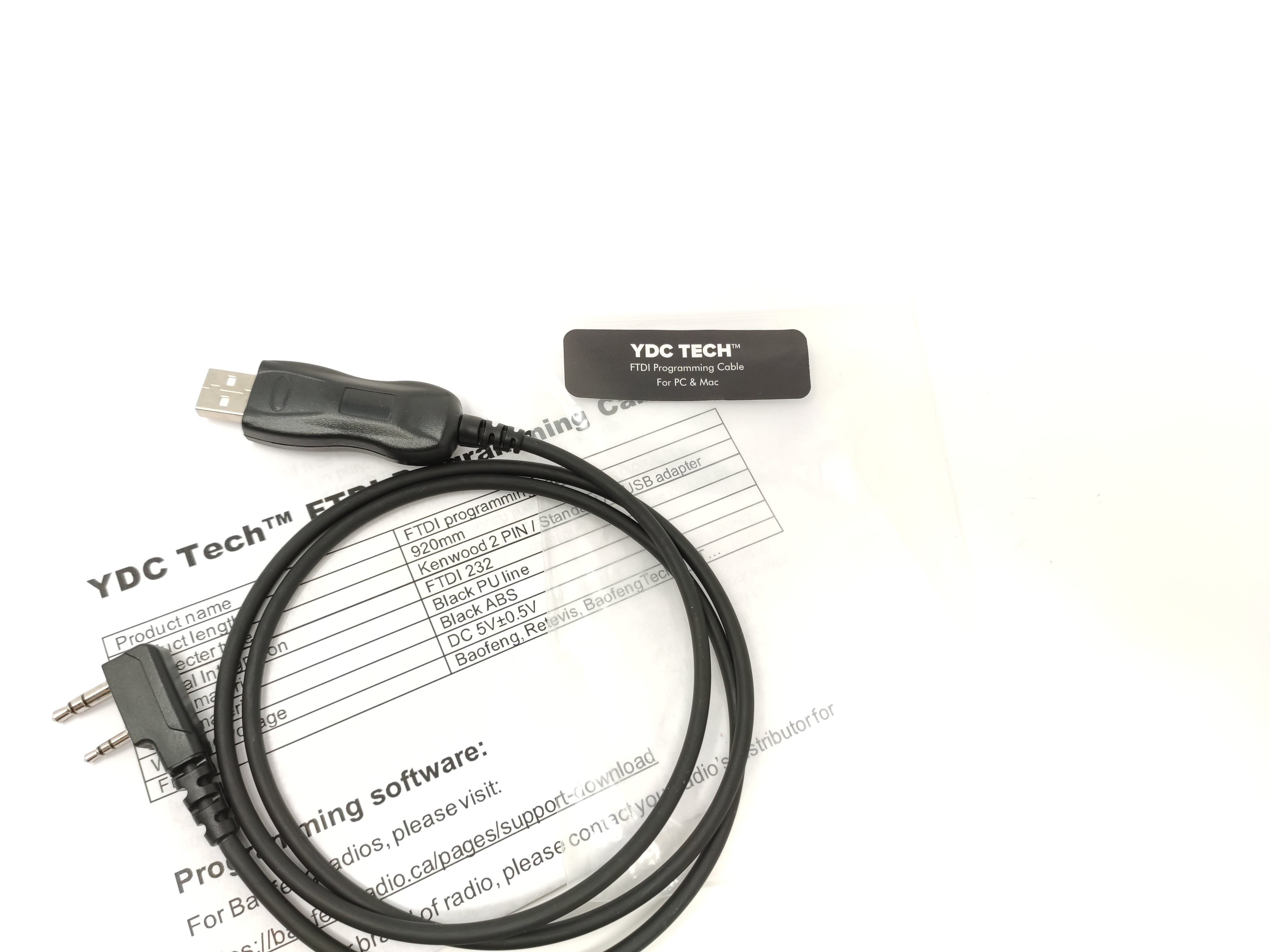 YDC TECH FTDI Genuine USB Programming Cable for BTECH, BaoFeng, Kenwood, and AnyTone Radio